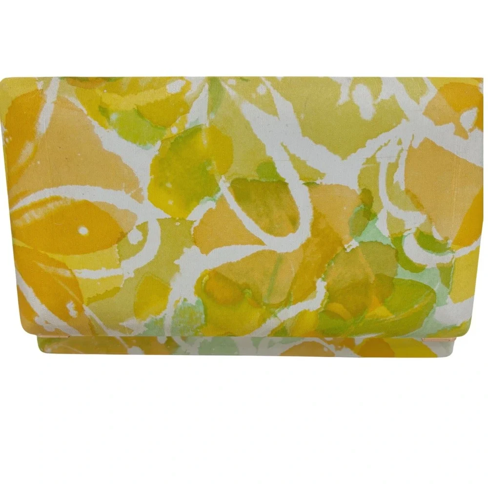 Mele Vintage Jewelry Box Psychedelic Floral Yellow Green MCM Earring Organizer